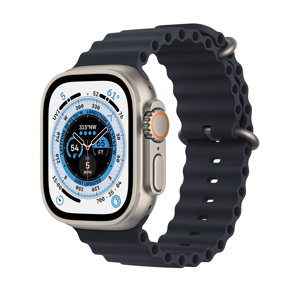 Apple Watch Ultra [GPS + Cellular 49mm] Titanium Case with Black/Gray Trail Loop, S/M (Renewed)