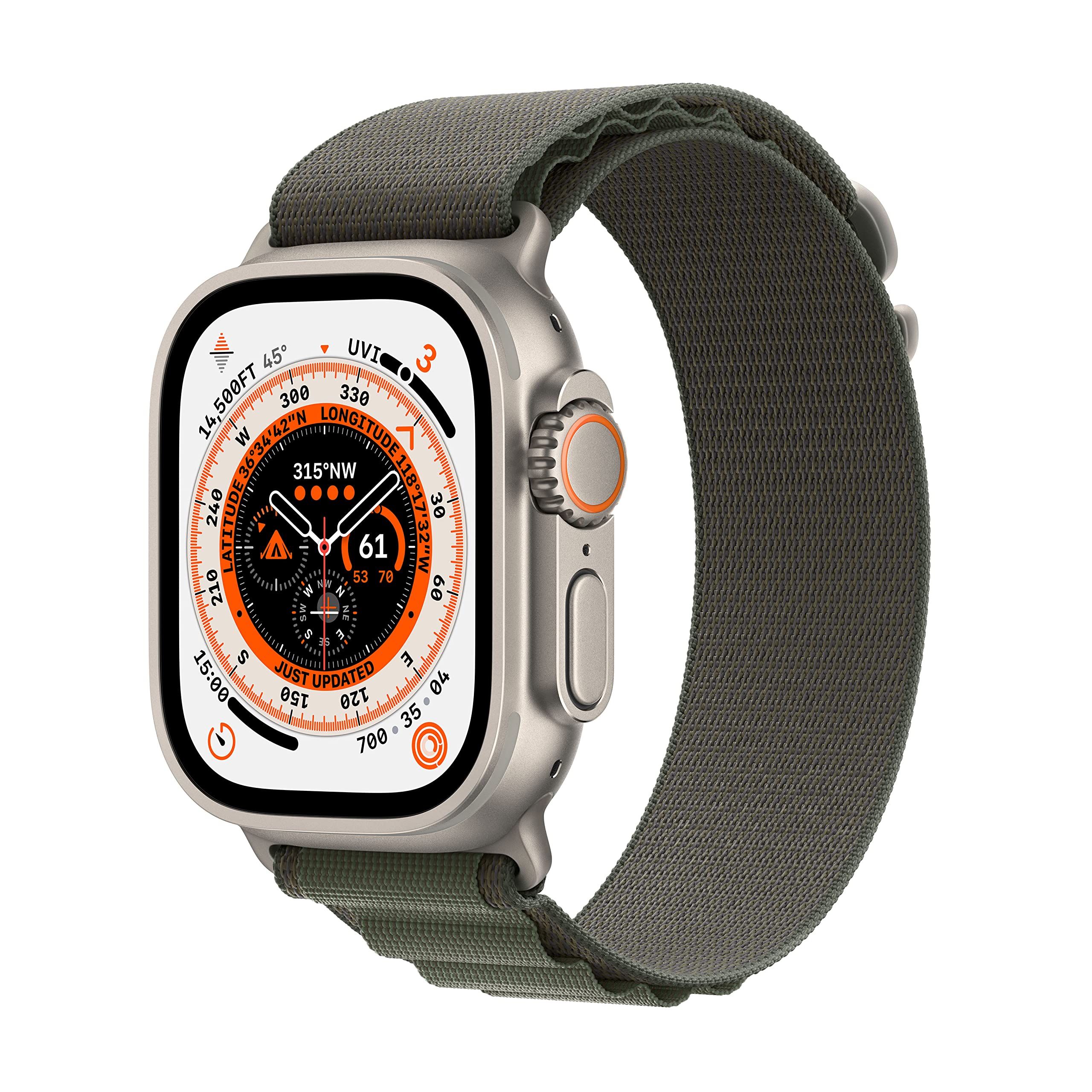 Apple Watch Ultra [GPS + Cellular 49mm] Titanium Case with Black/Gray Trail Loop, S/M (Renewed)