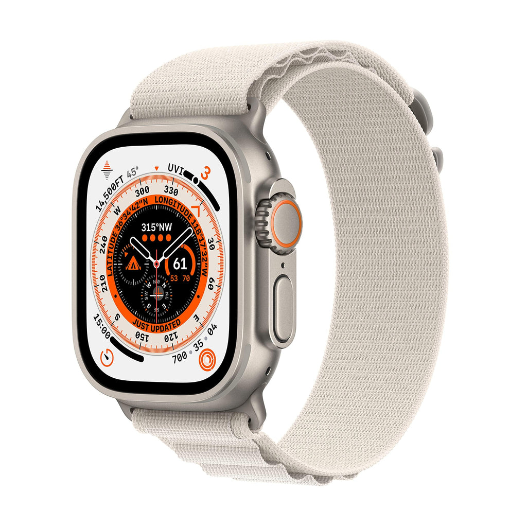 Apple Watch Ultra [GPS + Cellular 49mm] Titanium Case with Black/Gray Trail Loop, S/M (Renewed)
