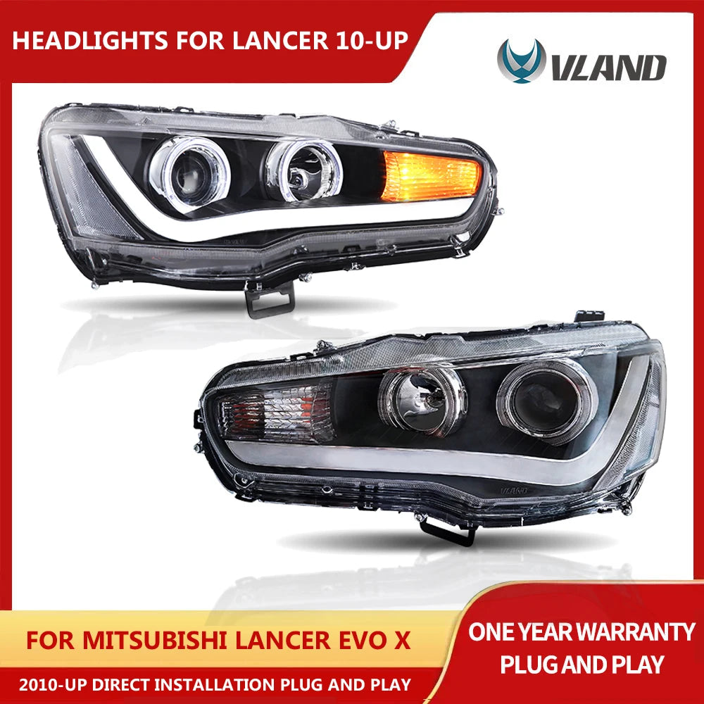 08-17 Mitsubishi Lancer Evo X Vland Projector HeadLights With Angle Eyes