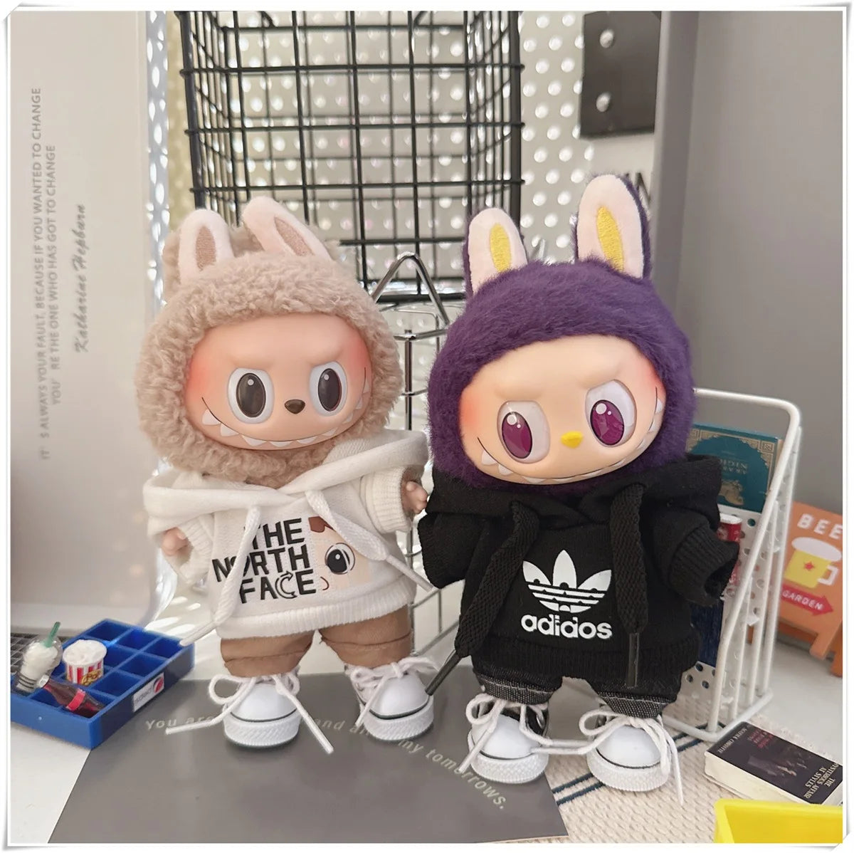 15/17cm Labubu V1 V2 Doll Clothing Fashion Hoodie and Pants Set Korean Idol Trendy DIY Doll Clothing Accessories Toy Gift