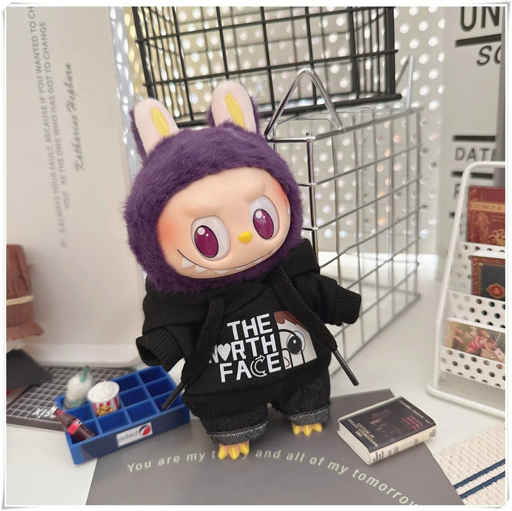 15/17cm Labubu V1 V2 Doll Clothing Fashion Hoodie and Pants Set Korean Idol Trendy DIY Doll Clothing Accessories Toy Gift