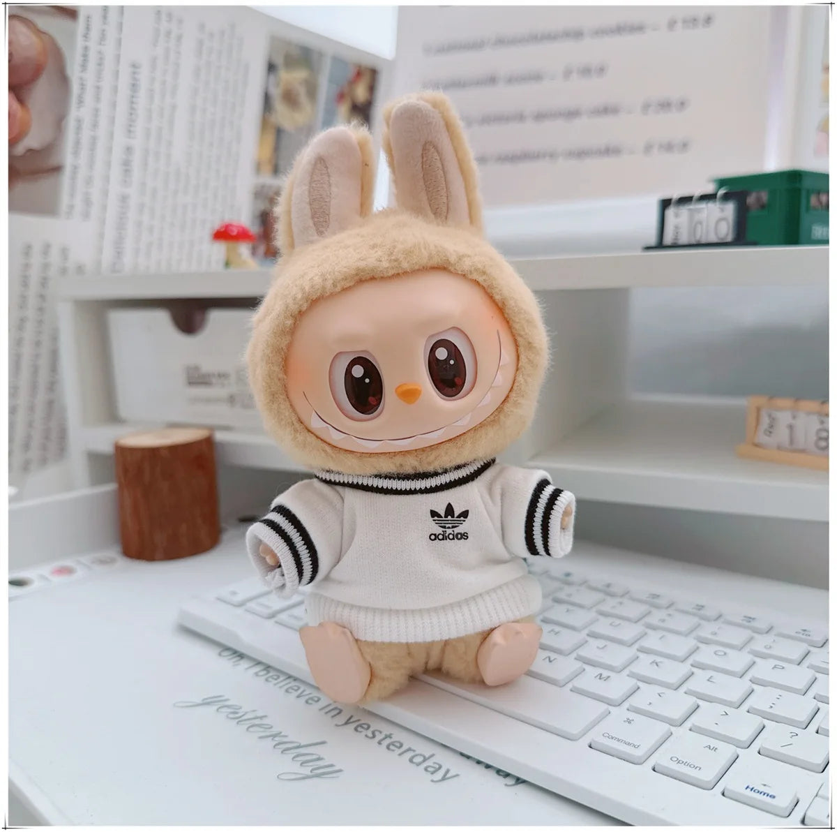 15/17cm Labubu V1 V2 Doll Clothing Fashion Hoodie and Pants Set Korean Idol Trendy DIY Doll Clothing Accessories Toy Gift