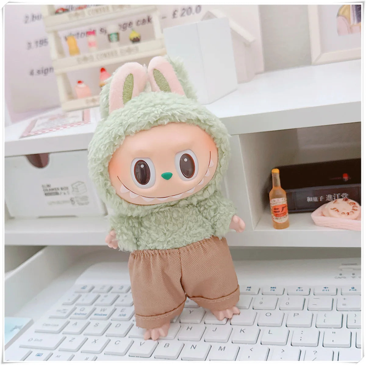 15/17cm Labubu V1 V2 Doll Clothing Fashion Hoodie and Pants Set Korean Idol Trendy DIY Doll Clothing Accessories Toy Gift