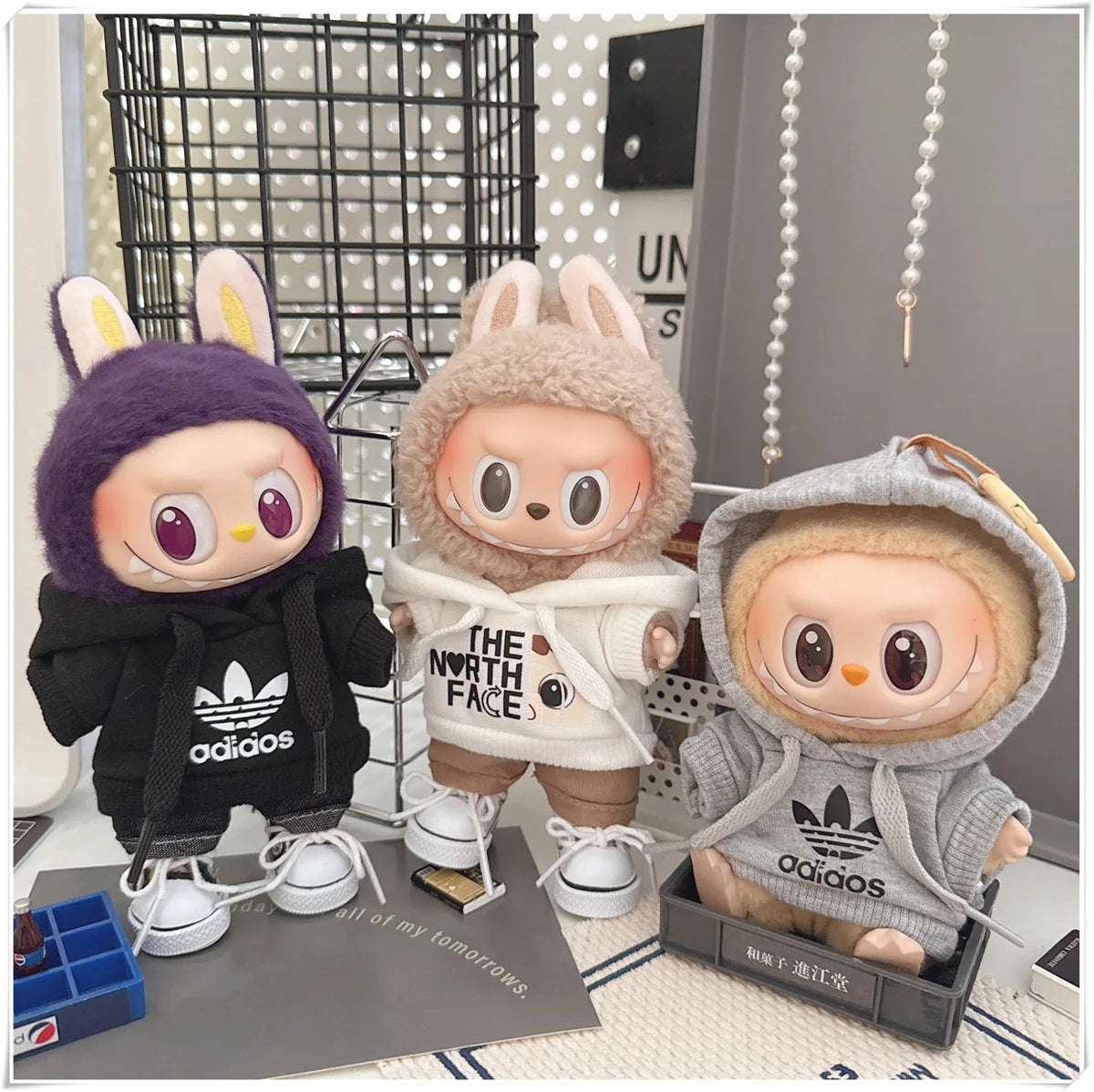 15/17cm Labubu V1 V2 Doll Clothing Fashion Hoodie and Pants Set Korean Idol Trendy DIY Doll Clothing Accessories Toy Gift