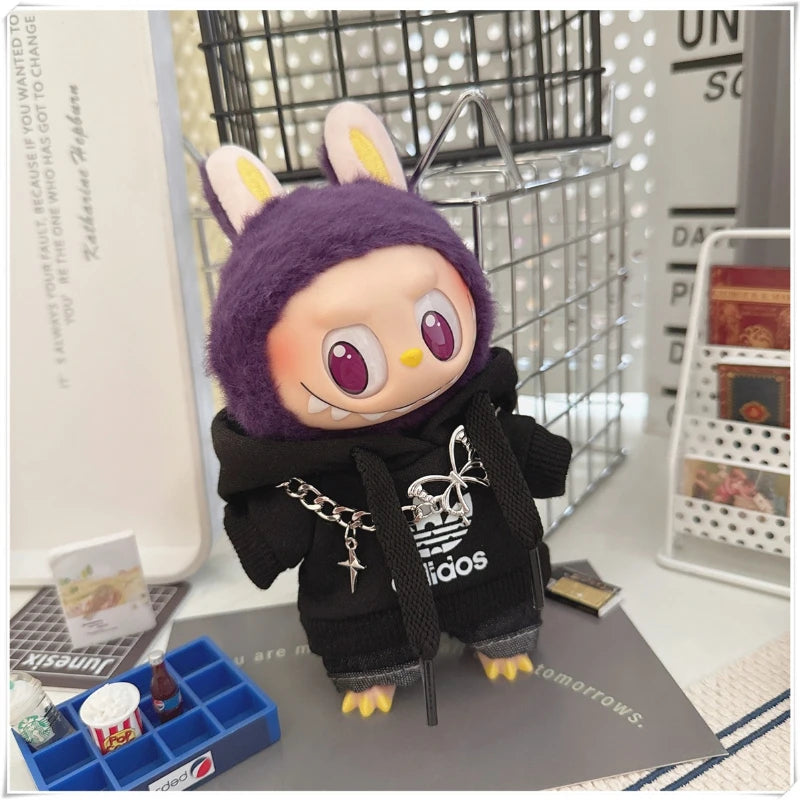 15/17cm Labubu V1 V2 Doll Clothing Fashion Hoodie and Pants Set Korean Idol Trendy DIY Doll Clothing Accessories Toy Gift