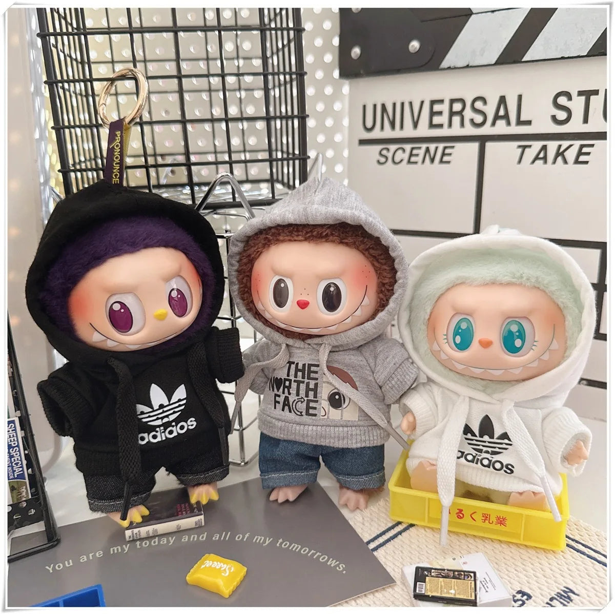 15/17cm Labubu V1 V2 Doll Clothing Fashion Hoodie and Pants Set Korean Idol Trendy DIY Doll Clothing Accessories Toy Gift