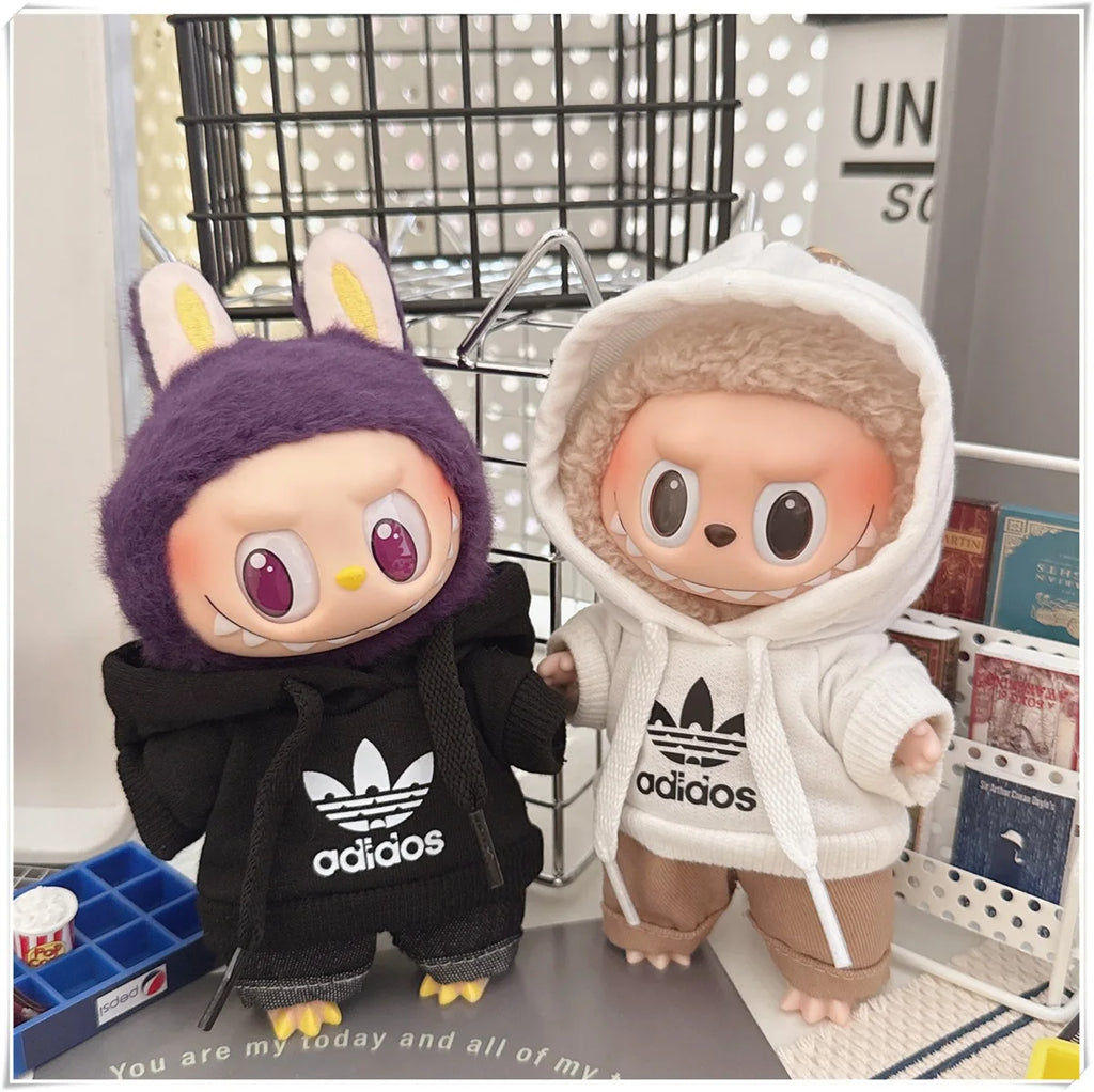 15/17cm Labubu V1 V2 Doll Clothing Fashion Hoodie and Pants Set Korean Idol Trendy DIY Doll Clothing Accessories Toy Gift