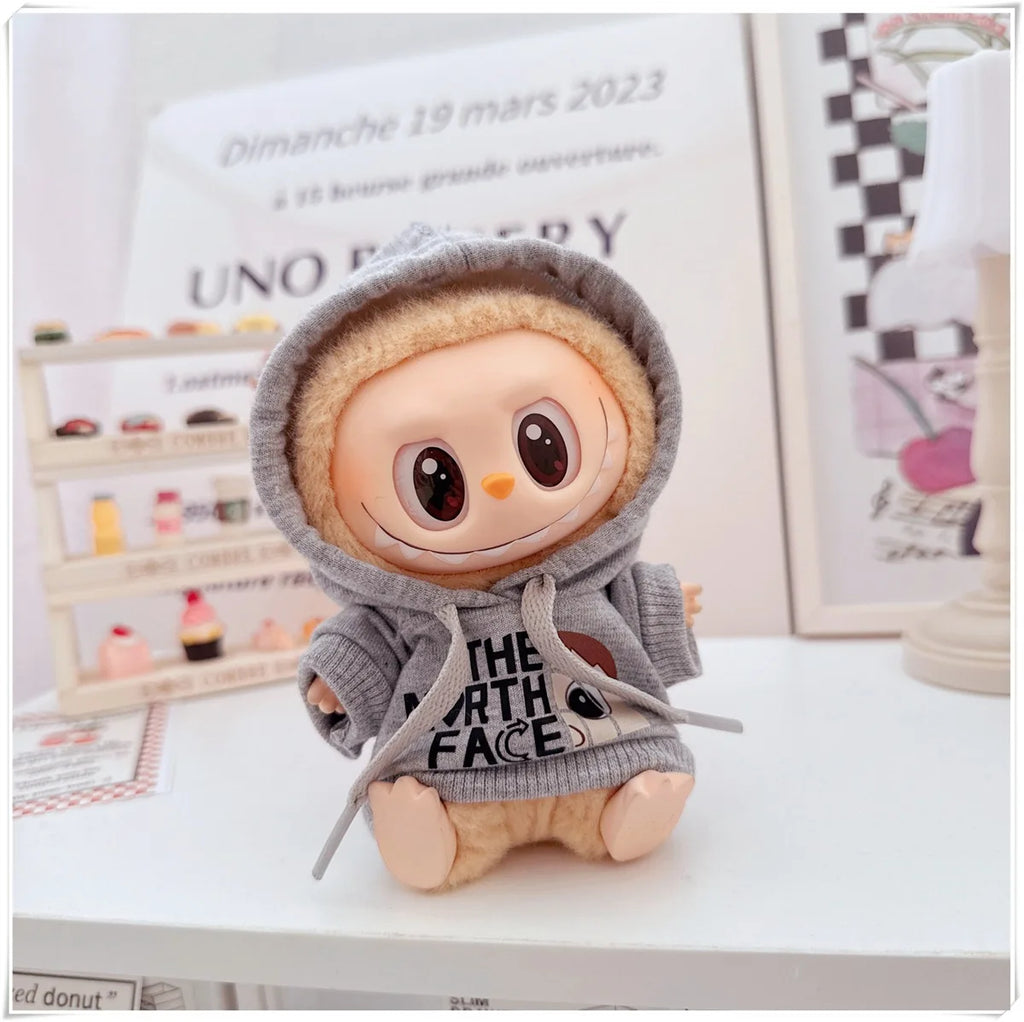 15/17cm Labubu V1 V2 Doll Clothing Fashion Hoodie and Pants Set Korean Idol Trendy DIY Doll Clothing Accessories Toy Gift