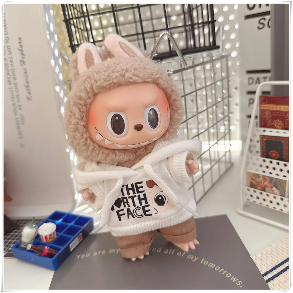 15/17cm Labubu V1 V2 Doll Clothing Fashion Hoodie and Pants Set Korean Idol Trendy DIY Doll Clothing Accessories Toy Gift