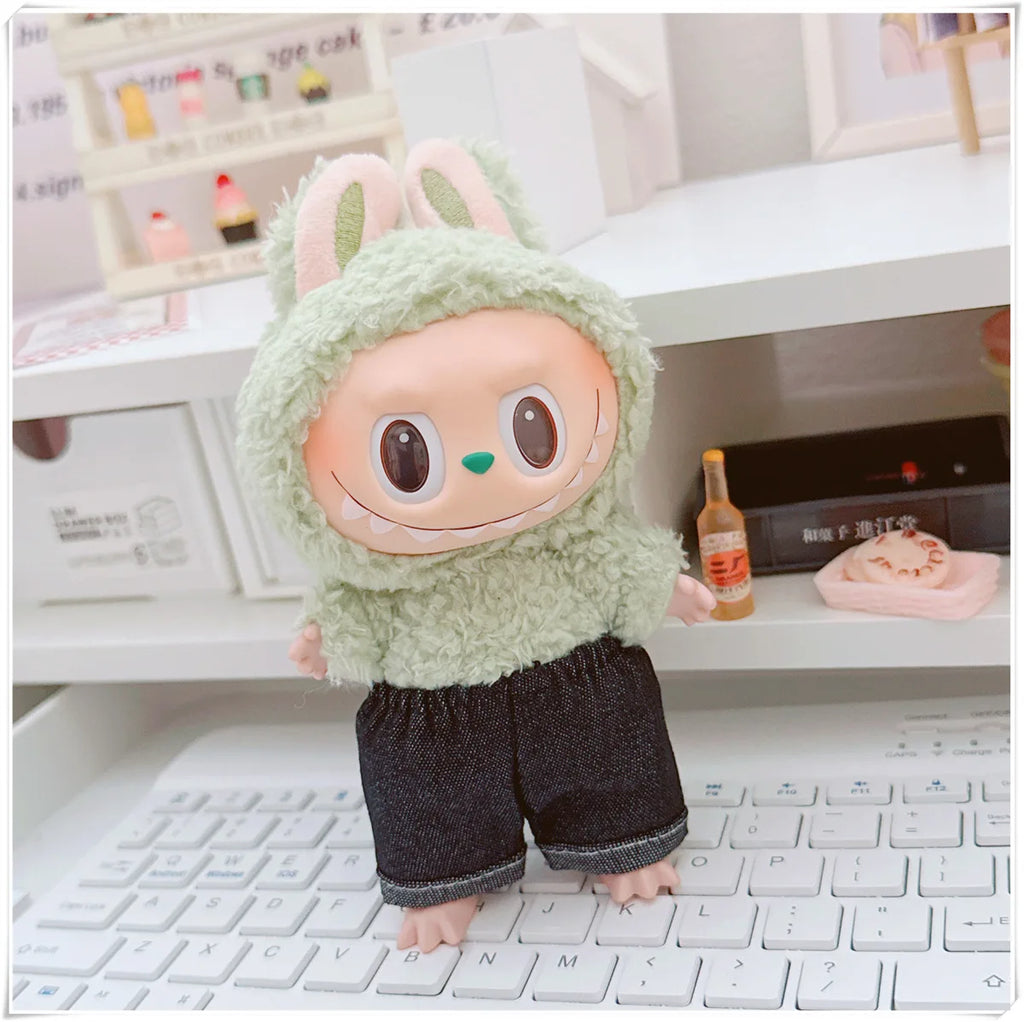 15/17cm Labubu V1 V2 Doll Clothing Fashion Hoodie and Pants Set Korean Idol Trendy DIY Doll Clothing Accessories Toy Gift